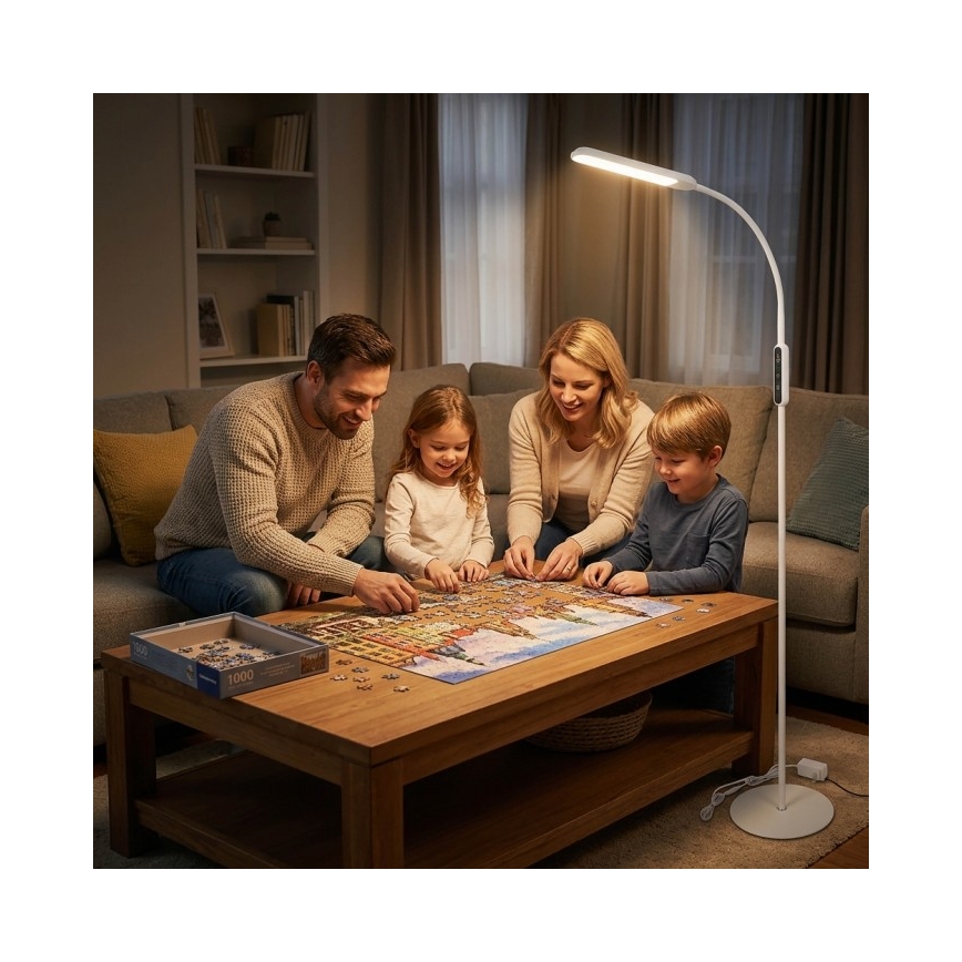 Lámpara de pie regulable LED TEILO LED/10W/230V 3000/4000/6500K blanca + mando a distancia