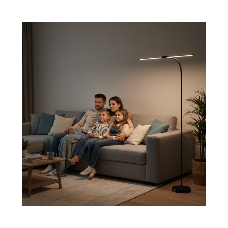Lámpara de pie LED regulable TEILO LED/14W/230V 3000/4000/6000K negra