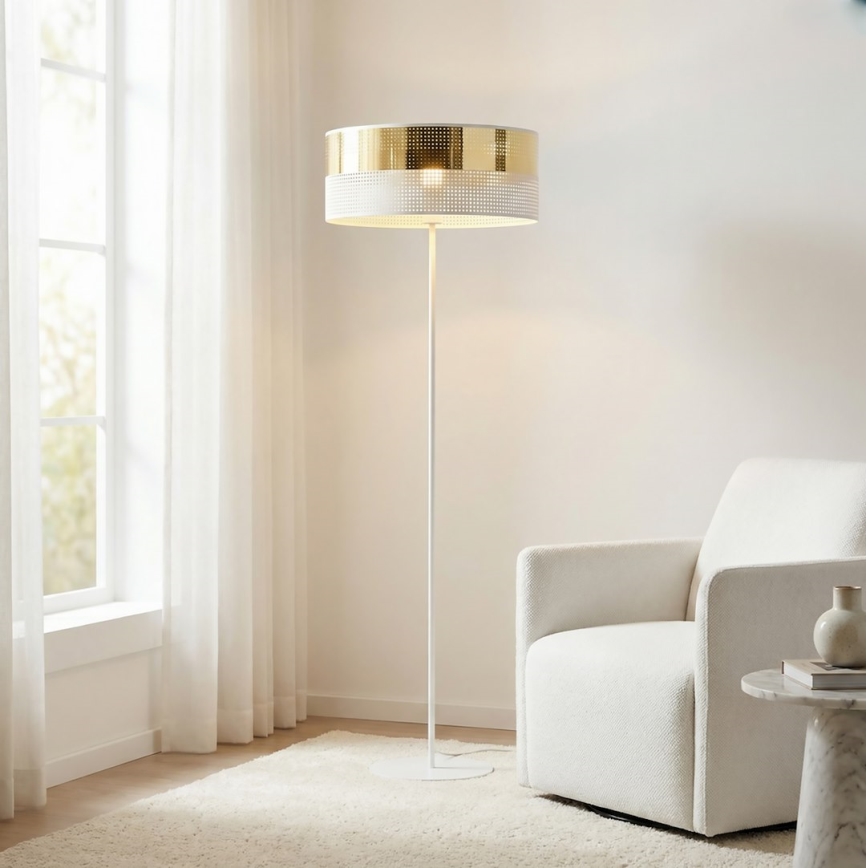 Lámpara de pie LUX 1xE27/15W/230V blanca/dorada