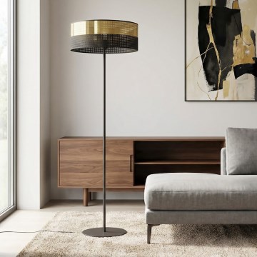 Lámpara de pie LUX 1xE27/15W/230V negra/dorada