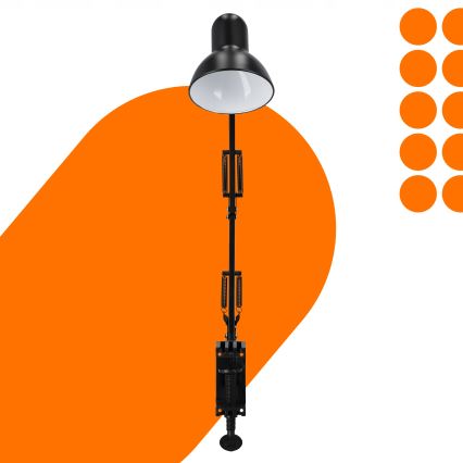 Lámpara de sobremesa con pinza 1xE27/60W/230V negra
