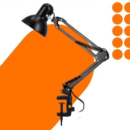 Lámpara de sobremesa con pinza 1xE27/60W/230V negra