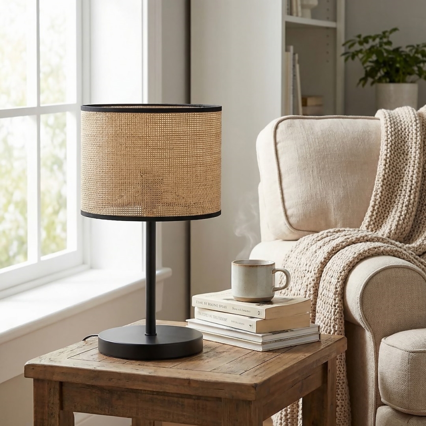 Lámpara de sobremesa ECO 1xE27/15W/230V beige/ratán