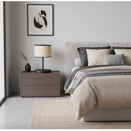 Lámpara de sobremesa ECO 1xE27/15W/230V beige/ratán
