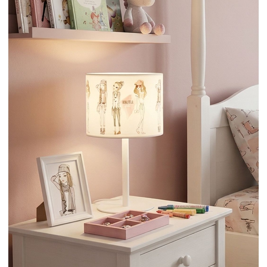 Lámpara de sobremesa infantil GIRLS VIBES 1xE27/60W/230V, diámetro 18 cm, para niñas