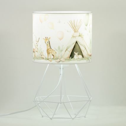 Lámpara de sobremesa infantil KIDS ROOM 1xE27/60W/230V Ø 18 cm, con motivos de animales