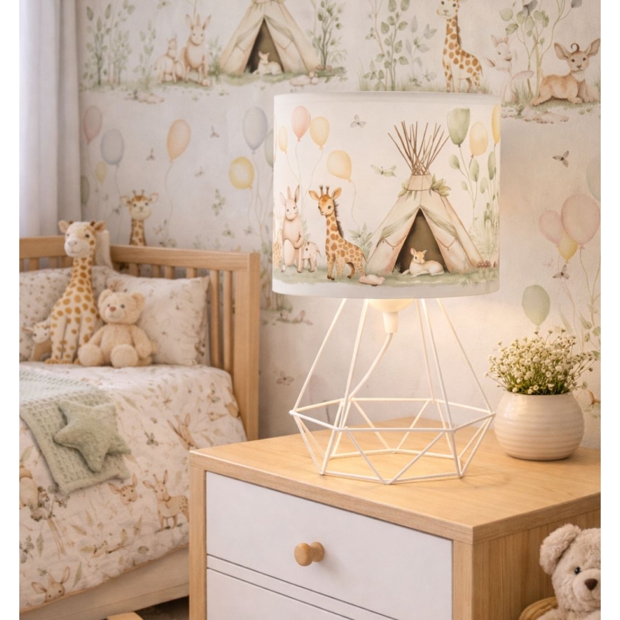 Lámpara de sobremesa infantil KIDS ROOM 1xE27/60W/230V Ø 18 cm, con motivos de animales