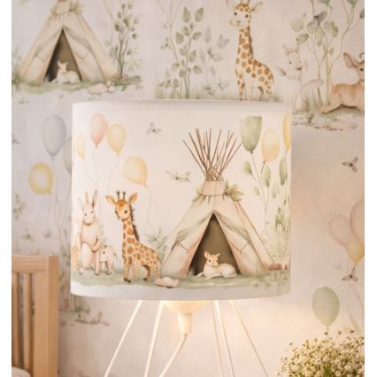 Lámpara de sobremesa infantil KIDS ROOM 1xE27/60W/230V Ø 18 cm, con motivos de animales