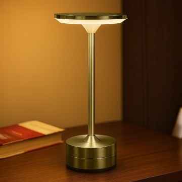 Lámpara de sobremesa LED recargable con control táctil TAVOLO LED/2,5W/5V 2400 mAh 3000-6000K dorada