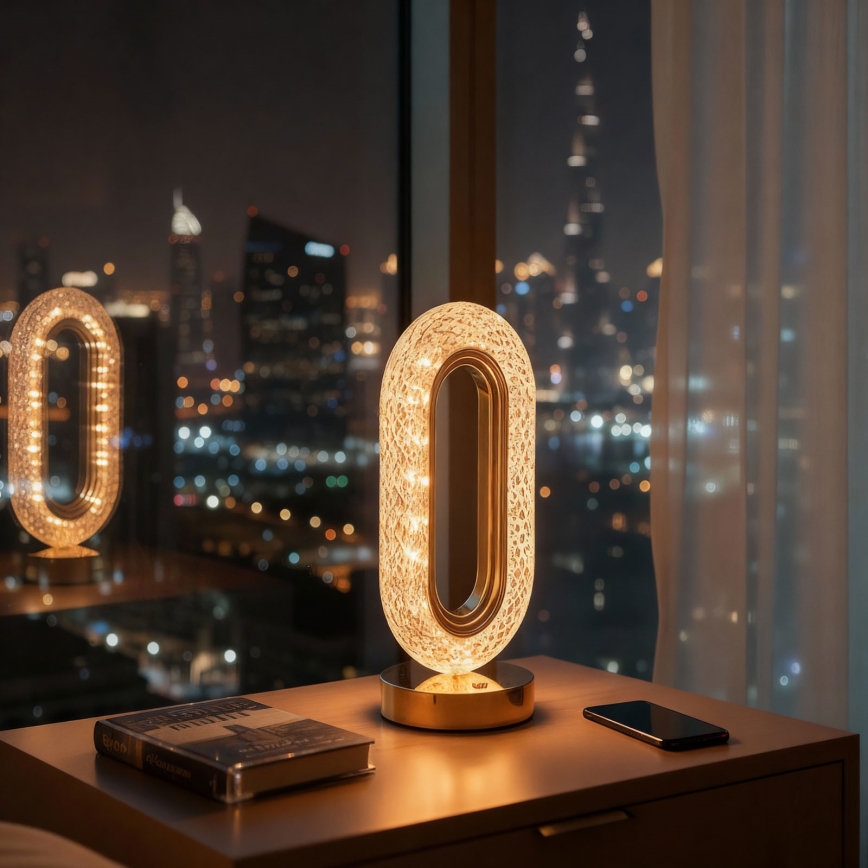 Lámpara de mesa recargable LED regulable DUBAI LED/2W/5V 2700K/4000K/6500K 400 mAh dorada