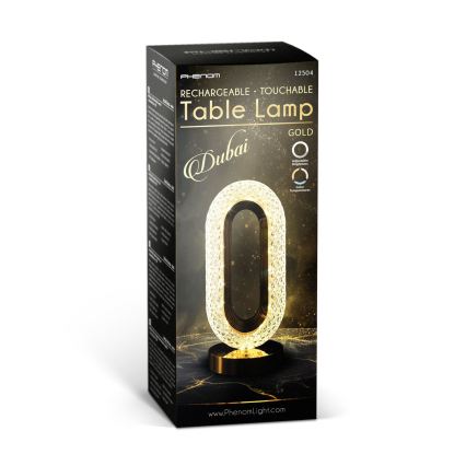 Lámpara de mesa recargable LED regulable DUBAI LED/2W/5V 2700K/4000K/6500K 400 mAh dorada