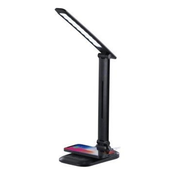 Lámpara de sobremesa LED regulable con carga inalámbrica Qi y USB LUMI LED/7W/230V negra