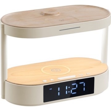 Lámpara de sobremesa LED regulable con despertador y función de carga TRIPLE DOCK LED/1,5W/5V