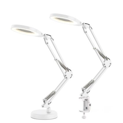 Lámpara de mesa LED regulable con lupa 2 en 1 AURIQ LOUPE LED/10W/5V 3000/4000/6500K blanca