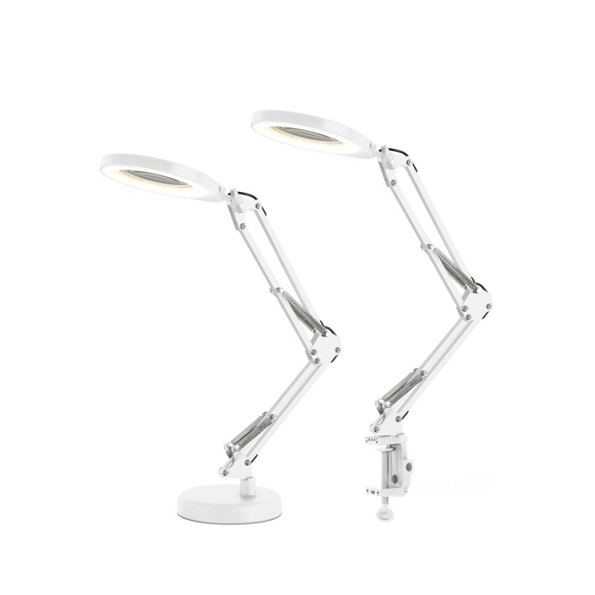 Lámpara de mesa LED regulable con lupa 2 en 1 AURIQ LOUPE LED/10W/5V 3000/4000/6500K blanca