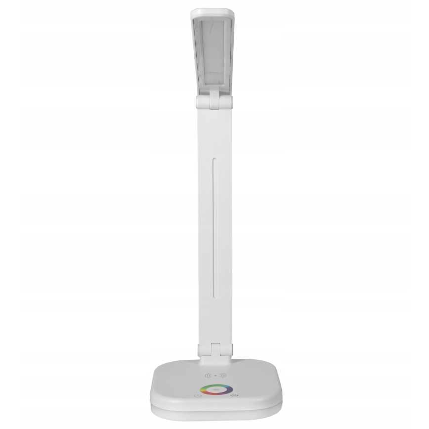 Lámpara de sobremesa LED RGBW regulable con carga inalámbrica LED/7W/5V USB blanca