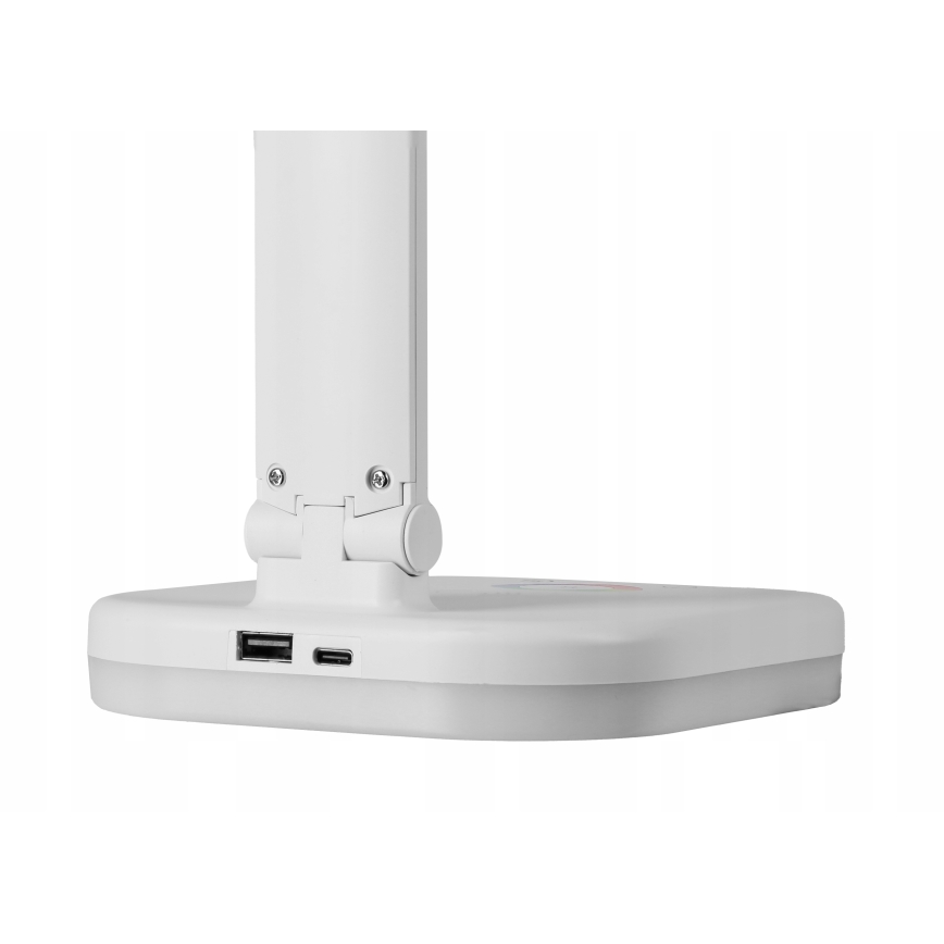 Lámpara de sobremesa LED RGBW regulable con carga inalámbrica LED/7W/5V USB blanca