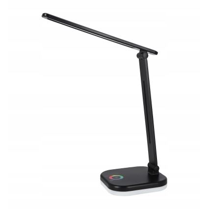 Lámpara de sobremesa LED RGBW regulable con carga inalámbrica LED/7W/5V USB negra