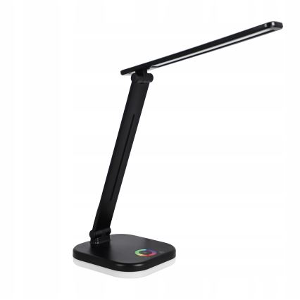 Lámpara de sobremesa LED RGBW regulable con carga inalámbrica LED/7W/5V USB negra