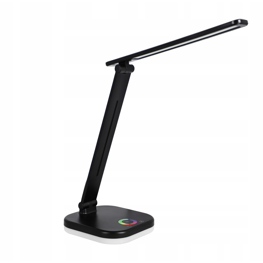Lámpara de sobremesa LED RGBW regulable con carga inalámbrica LED/7W/5V USB negra