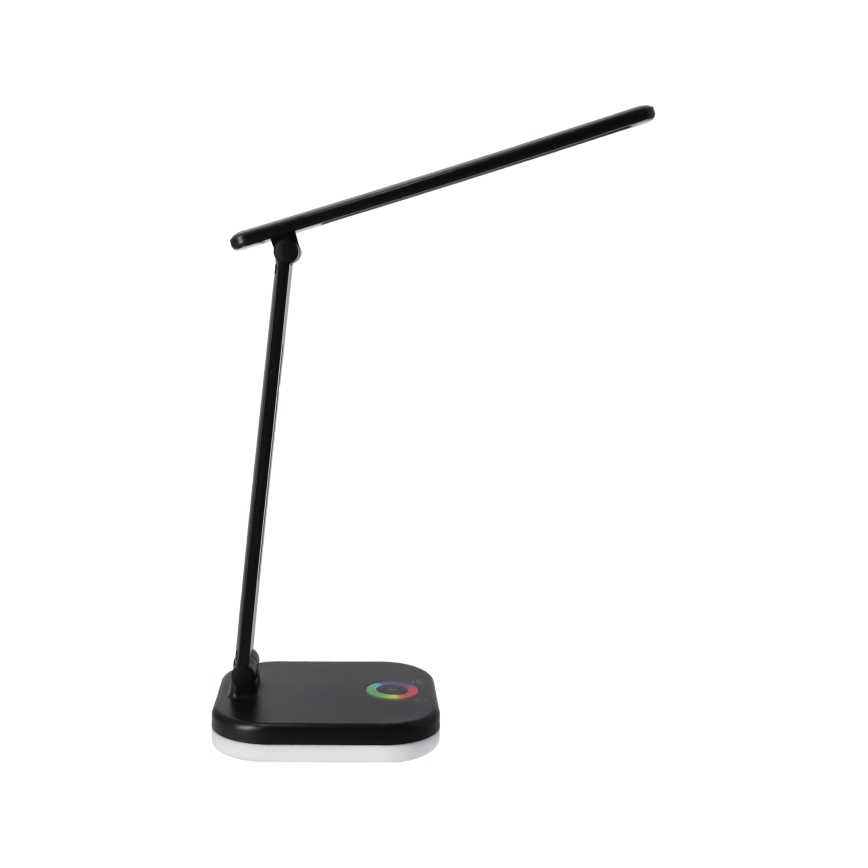 Lámpara de sobremesa LED RGBW regulable con carga inalámbrica LED/7W/5V USB negra