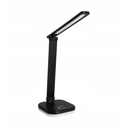 Lámpara de sobremesa LED RGBW regulable con carga inalámbrica LED/7W/5V USB negra