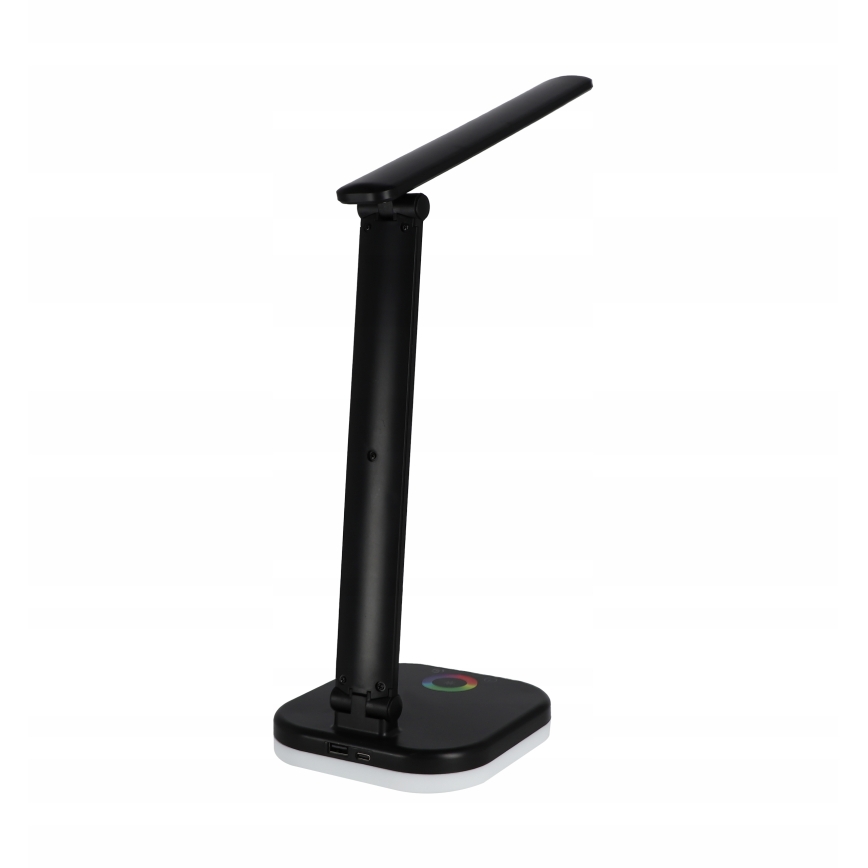 Lámpara de sobremesa LED RGBW regulable con carga inalámbrica LED/7W/5V USB negra