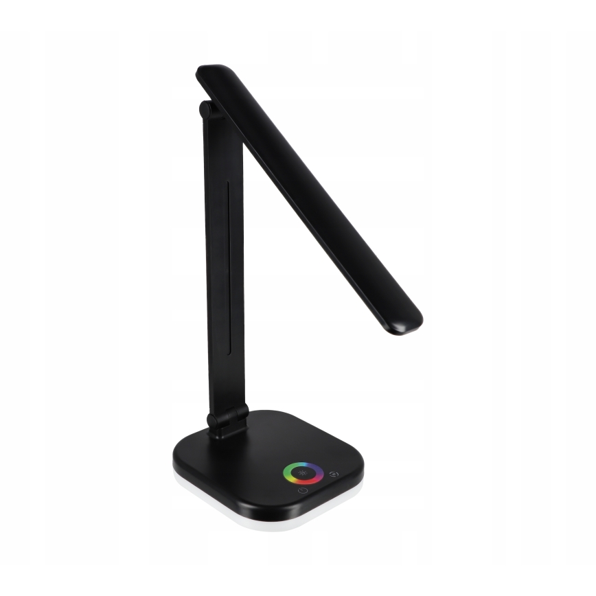 Lámpara de sobremesa LED RGBW regulable con carga inalámbrica LED/7W/5V USB negra