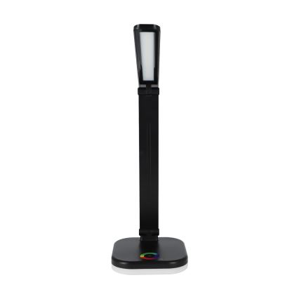 Lámpara de sobremesa LED RGBW regulable con carga inalámbrica LED/7W/5V USB negra