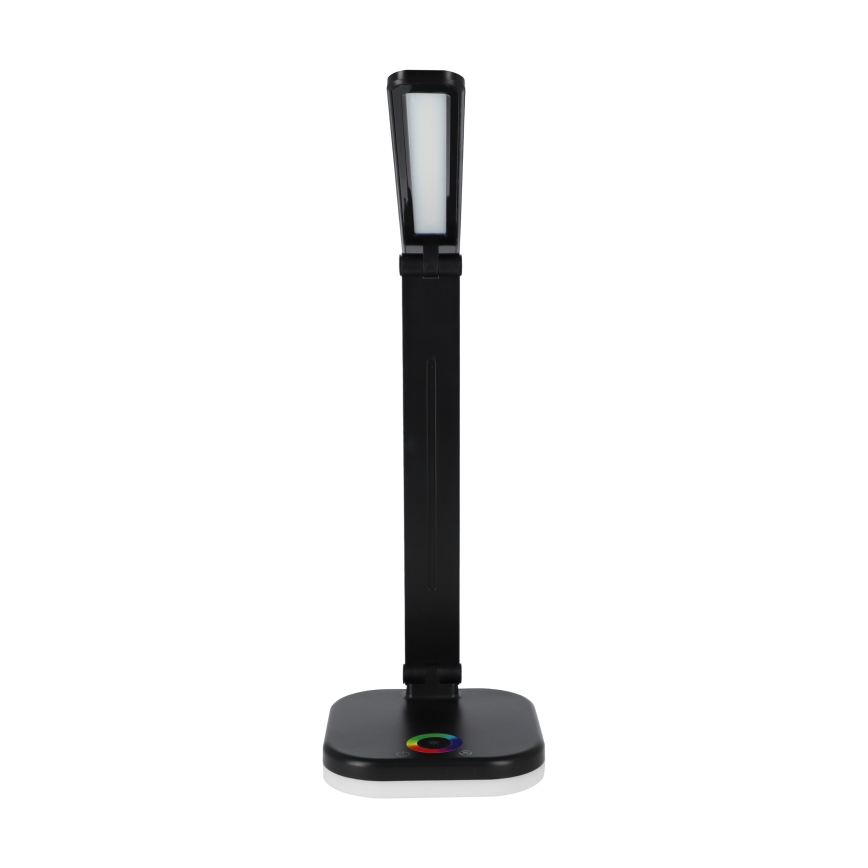 Lámpara de sobremesa LED RGBW regulable con carga inalámbrica LED/7W/5V USB negra