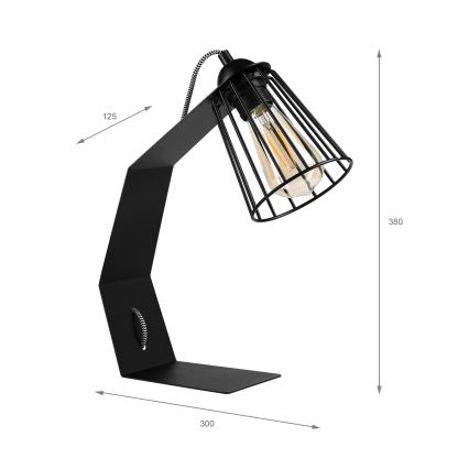 Lámpara de sobremesa NANDO 1xE27/15W/230V negra