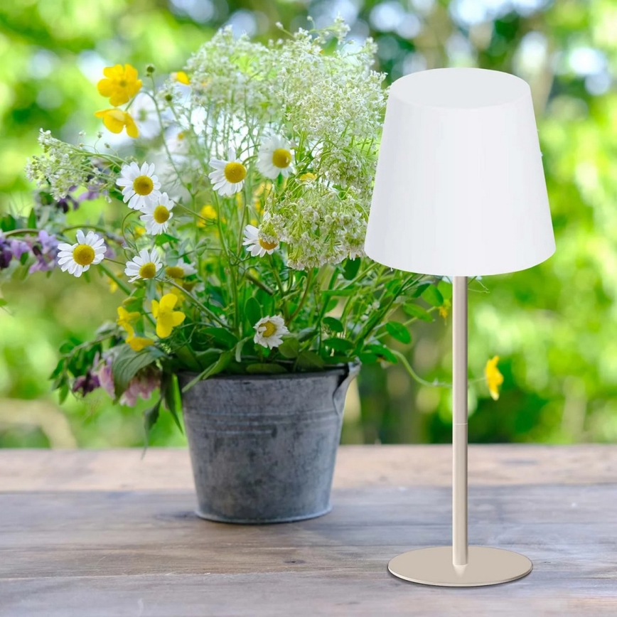 Lámpara de mesa exterior táctil regulable LED RGBW LUCIA LED/2W/5V 1800/2700/6500K 3600 mAh IP44 beige