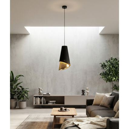 Lámpara de suspensión con cable MODA 1xE27/15W/230V negro/dorado