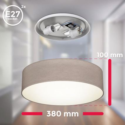 Lámpara de techo 2xE27/40W/230V Ø 38 cm beige