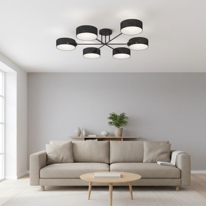 Lámpara de techo a ras MAGA 6xE14/10W/230V negra