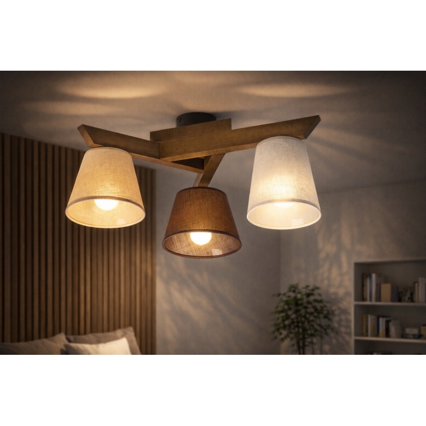 Lámpara de techo empotrada ANTONIO 3xE14/40W/230V haya