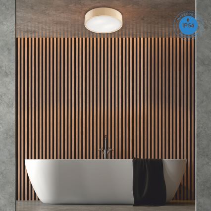 Lámpara de techo para baño NATURAL 3xE27/15W/230V IP54 pino Ø 37 cm