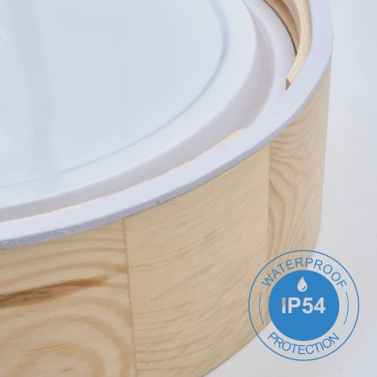 Lámpara de techo para baño NATURAL 3xE27/15W/230V IP54 pino Ø 37 cm
