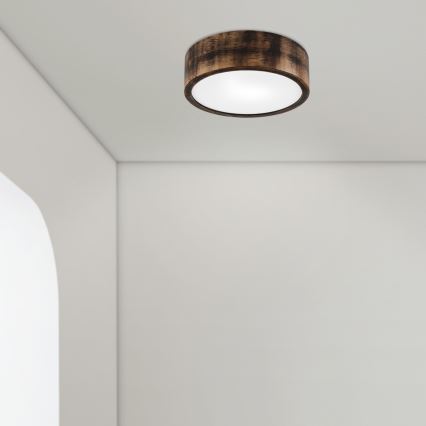 Lámpara de techo para baño OAK SMOKY 2xE27/15W/230V IP54 Ø 27,5 cm roble/marrón