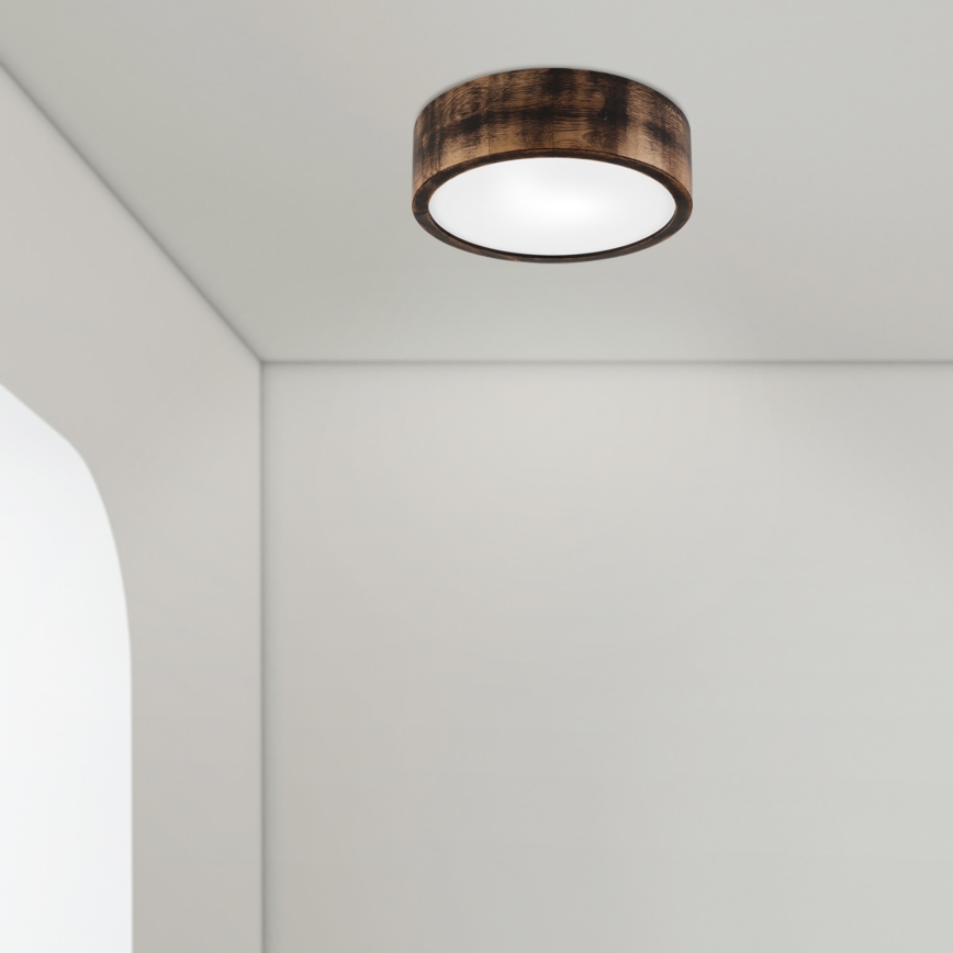 Lámpara de techo para baño OAK SMOKY 2xE27/15W/230V IP54 Ø 27,5 cm roble/marrón
