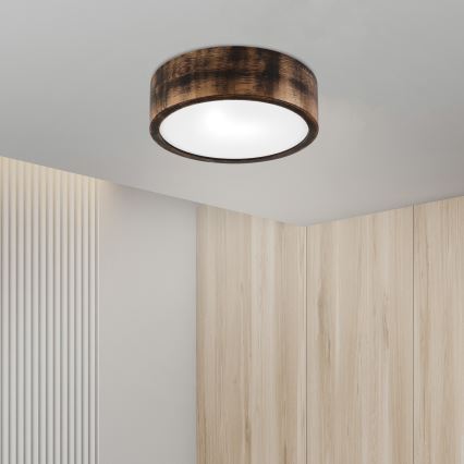 Lámpara de techo para baño OAK SMOKY 2xE27/15W/230V IP54 Ø 27,5 cm roble/marrón