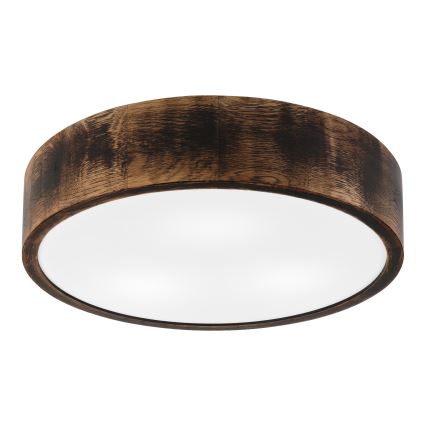 Lámpara de techo para baño OAK SMOKY 3xE27/15W/230V IP54 Ø 37,5 cm roble/marrón