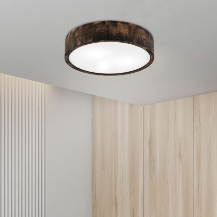 Lámpara de techo para baño OAK SMOKY 3xE27/15W/230V IP54 Ø 37,5 cm roble/marrón