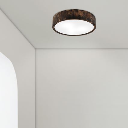 Lámpara de techo para baño OAK SMOKY 3xE27/15W/230V IP54 Ø 37,5 cm roble/marrón
