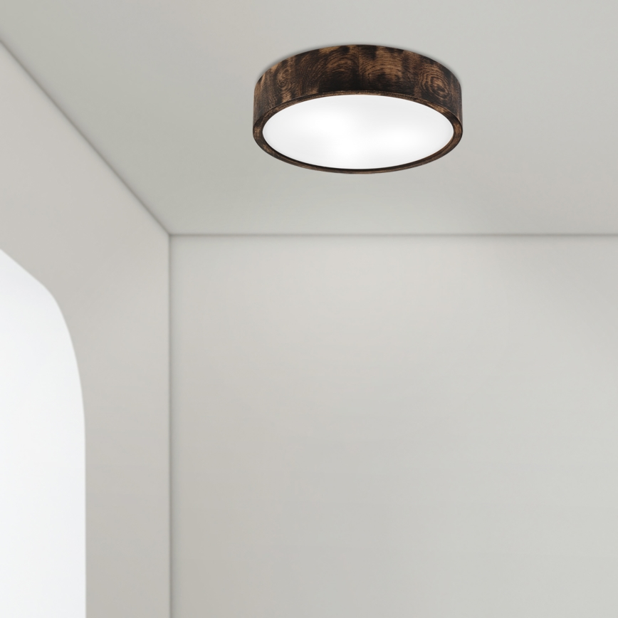Lámpara de techo para baño OAK SMOKY 3xE27/15W/230V IP54 Ø 37,5 cm roble/marrón