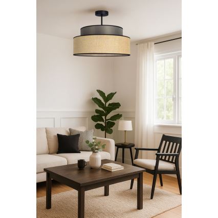 Lámpara de techo BOHO 1xE27/60W/230V diá. 40 cm marrón/beige
