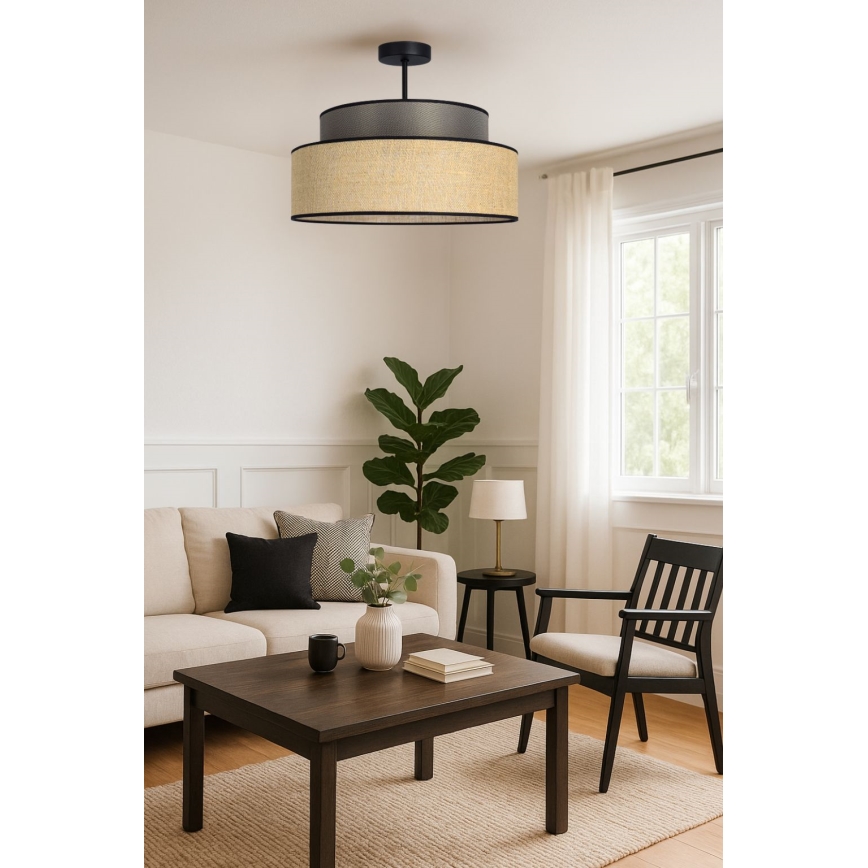 Lámpara de techo BOHO 1xE27/60W/230V diá. 40 cm marrón/beige
