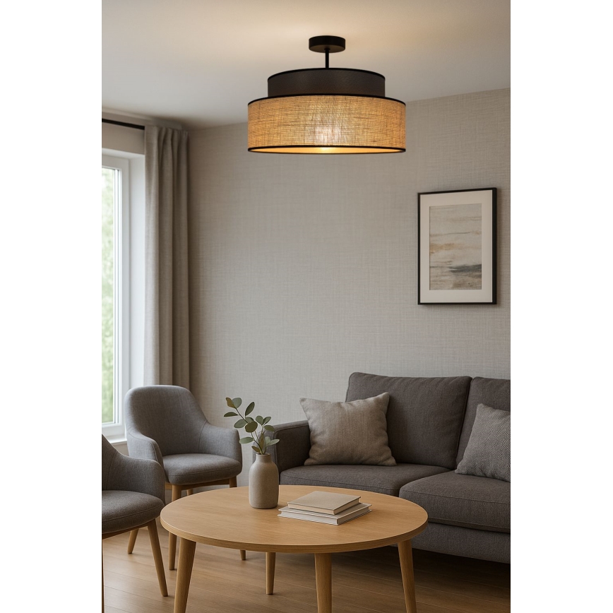 Lámpara de techo BOHO 1xE27/60W/230V diá. 40 cm marrón/beige