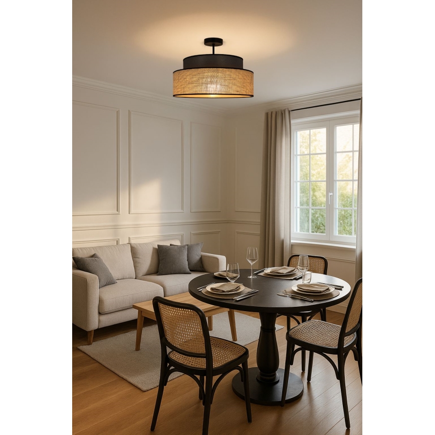 Lámpara de techo BOHO 1xE27/60W/230V diá. 40 cm marrón/beige