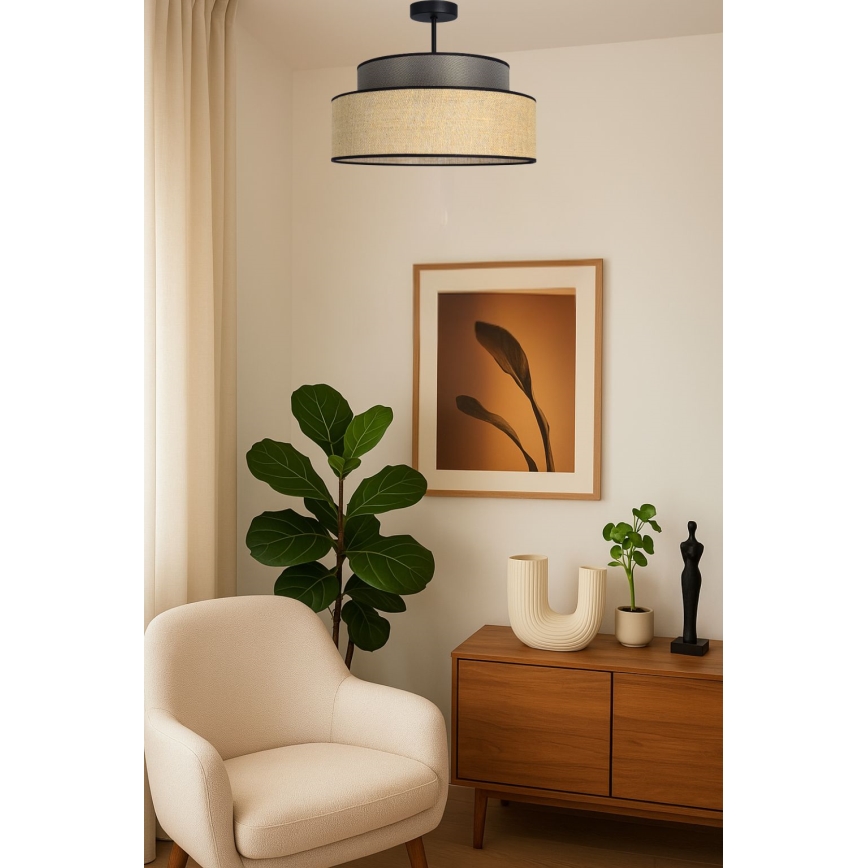Lámpara de techo BOHO 1xE27/60W/230V diá. 40 cm marrón/beige